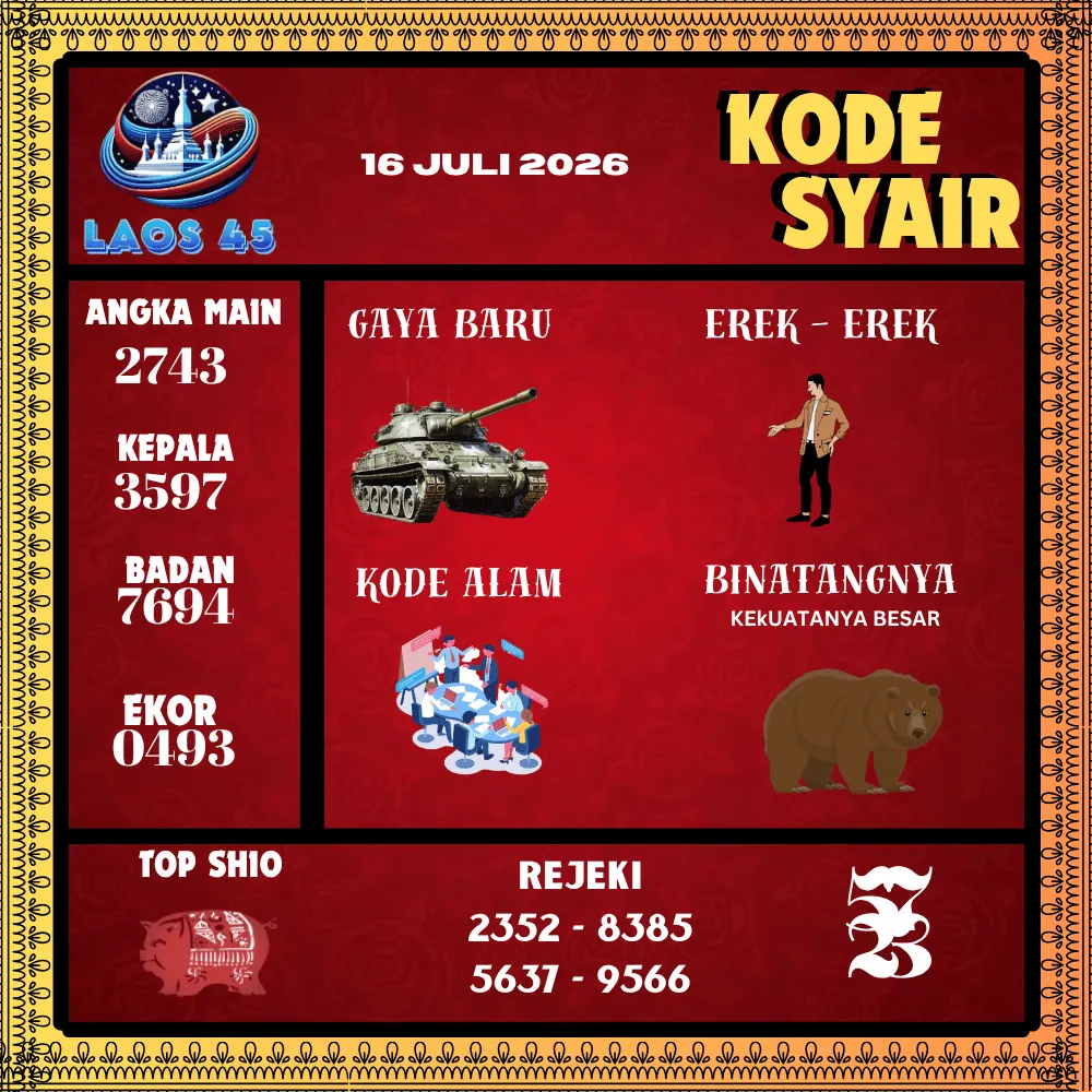 Kode Syair Laos45  Pools - Juli 2026