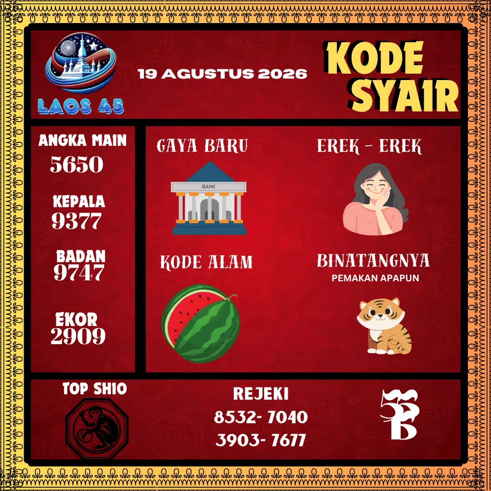 Kode Syair Laos45  Pools - Agustus 2026