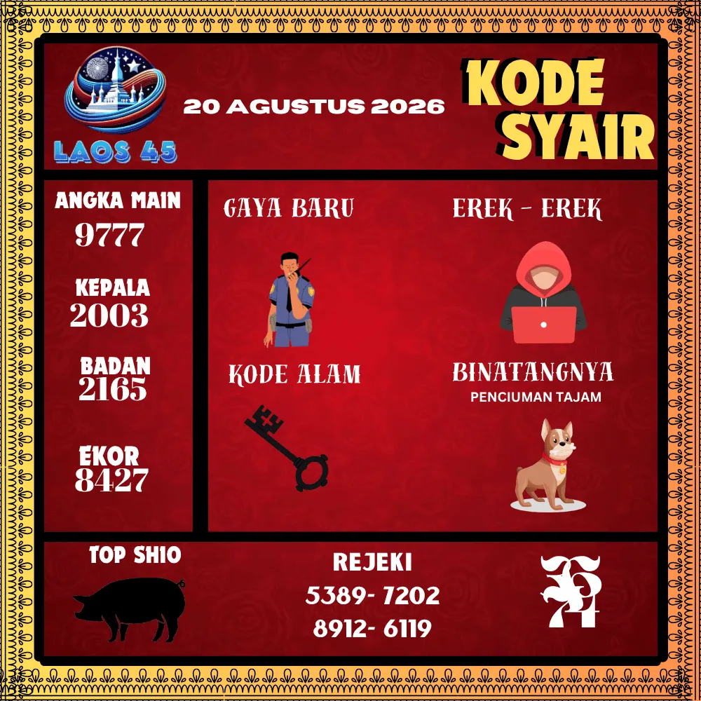 Kode Syair Laos45  Pools - Agustus 2026
