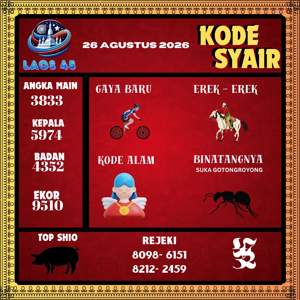 Kode Syair Laos45  Pools - Agustus 2026