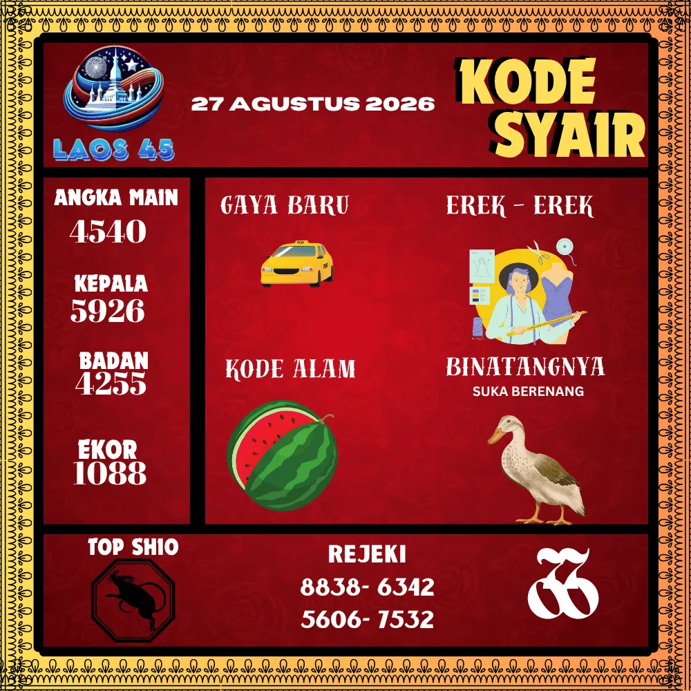 Kode Syair Laos45  Pools - Agustus 2026
