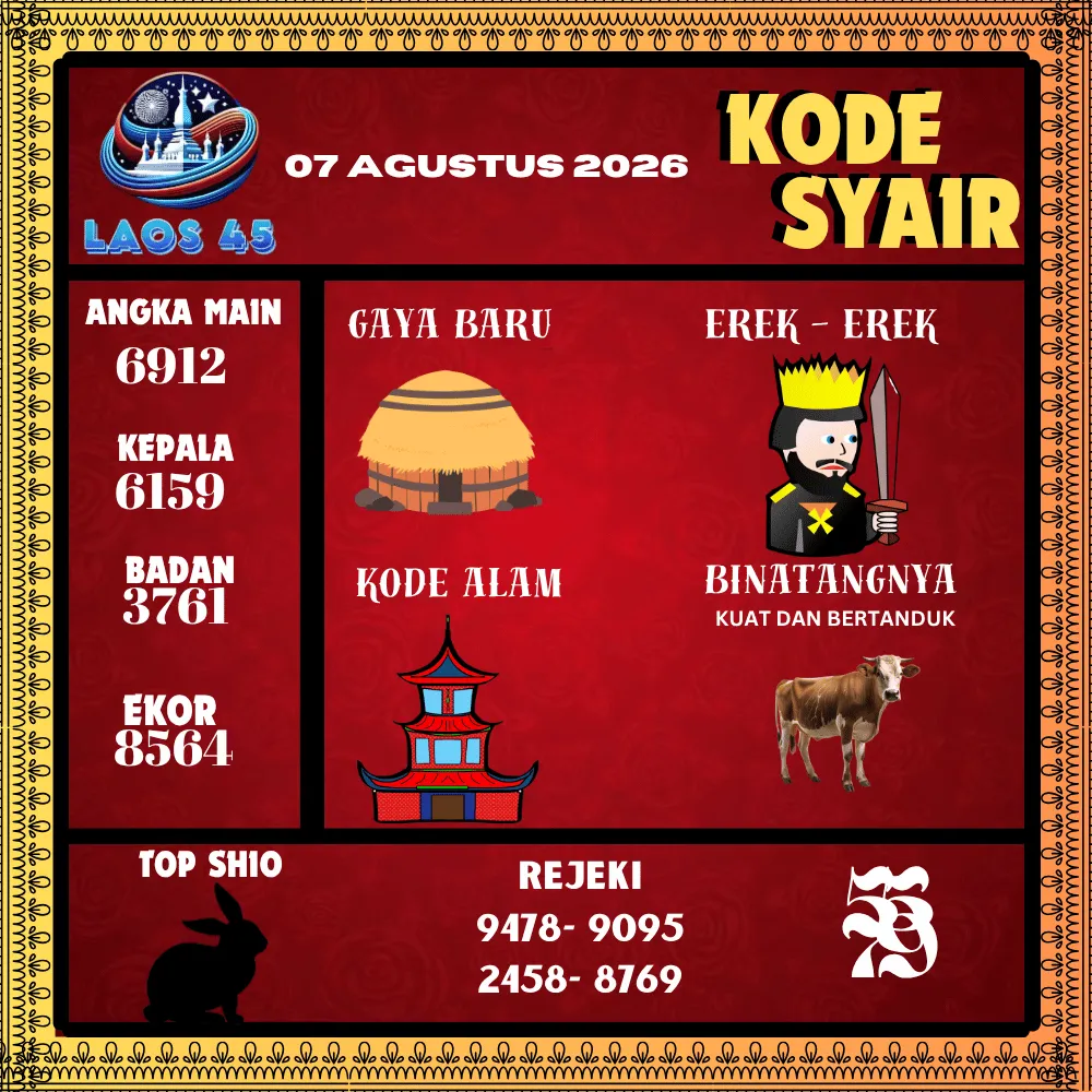 Kode Syair Laos45  Pools - Agustus 2026