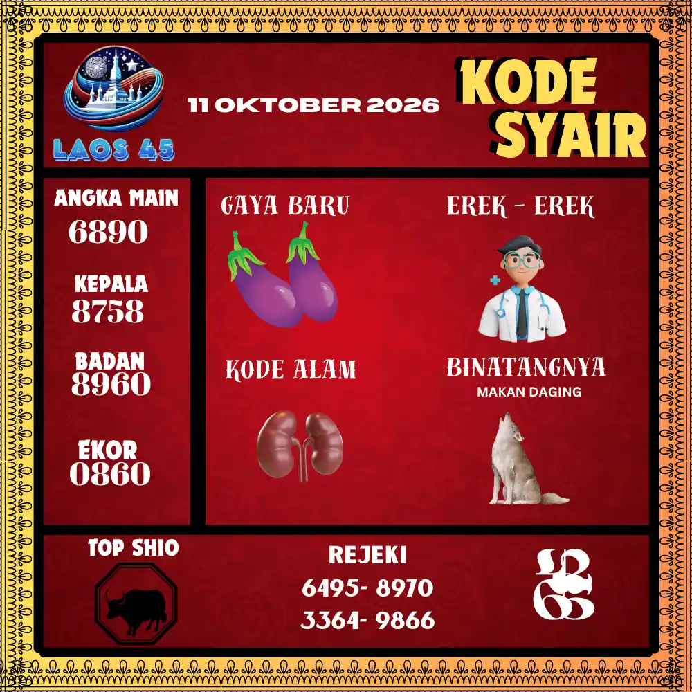 Kode Syair Laos45  Pools - Oktober 2026
