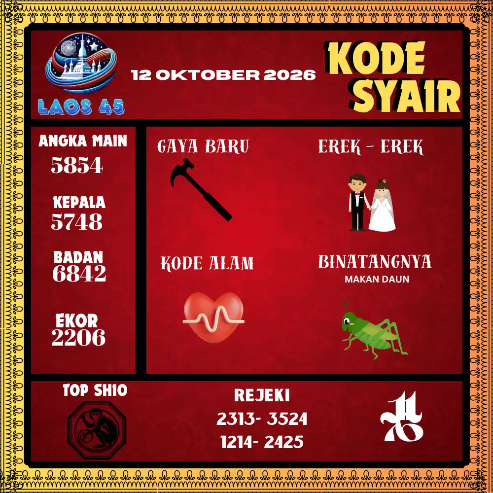 Kode Syair Laos45  Pools - Oktober 2026
