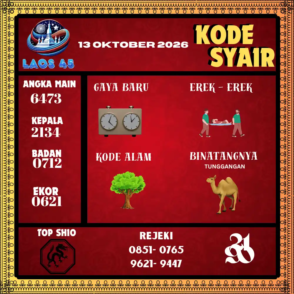 Kode Syair Laos45  Pools - Oktober 2026
