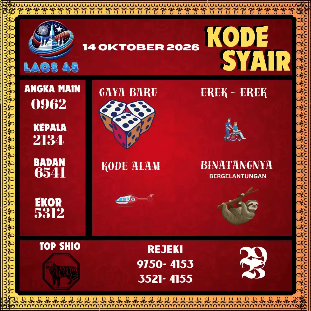 Kode Syair Laos45  Pools - Oktober 2026
