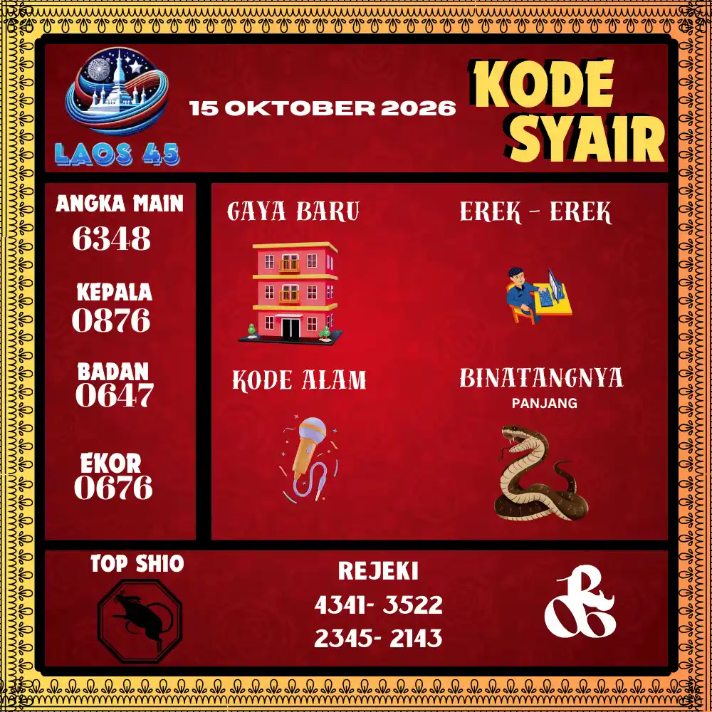 Kode Syair Laos45 Pools - Oktober 2026