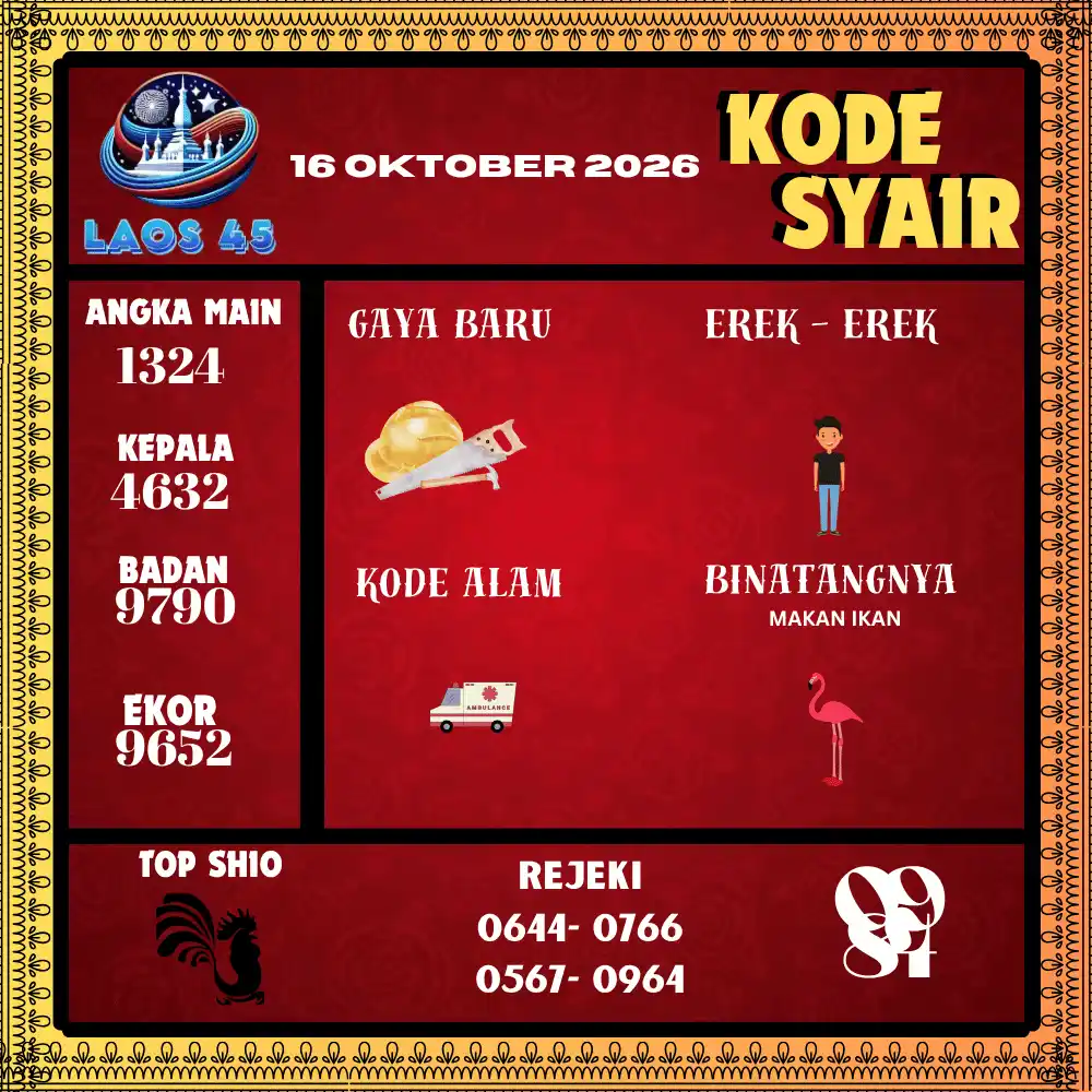 Kode Syair Laos45  Pools - Oktober 2026

