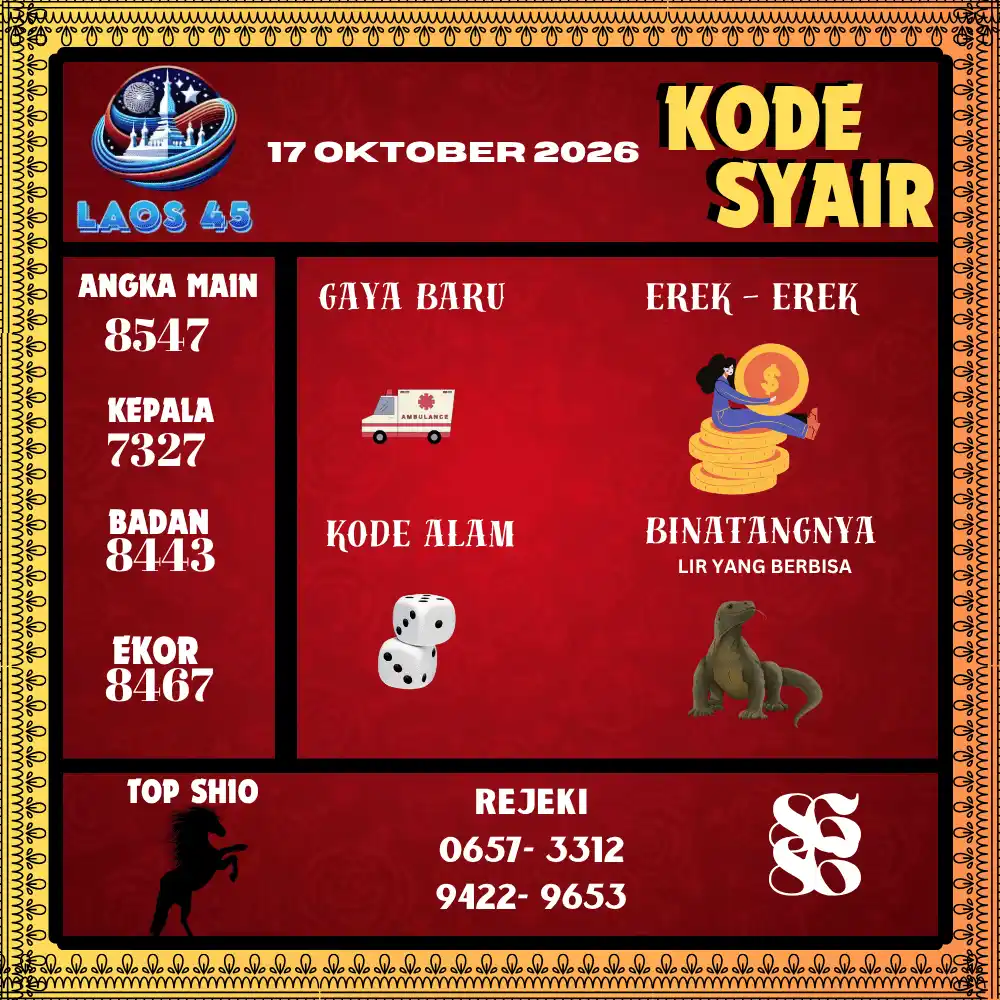 Kode Syair Laos45  Pools - Oktober 2026
