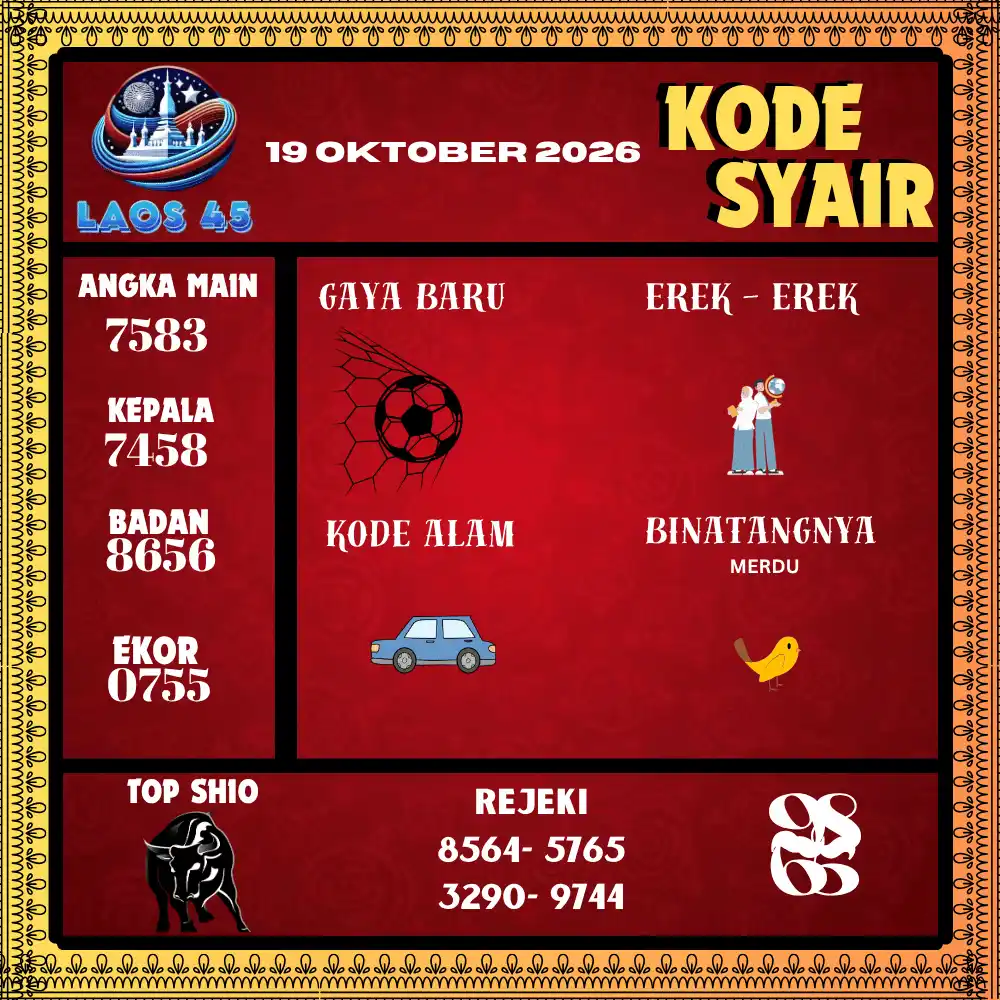 Kode Syair Laos45  Pools - Oktober 2026
