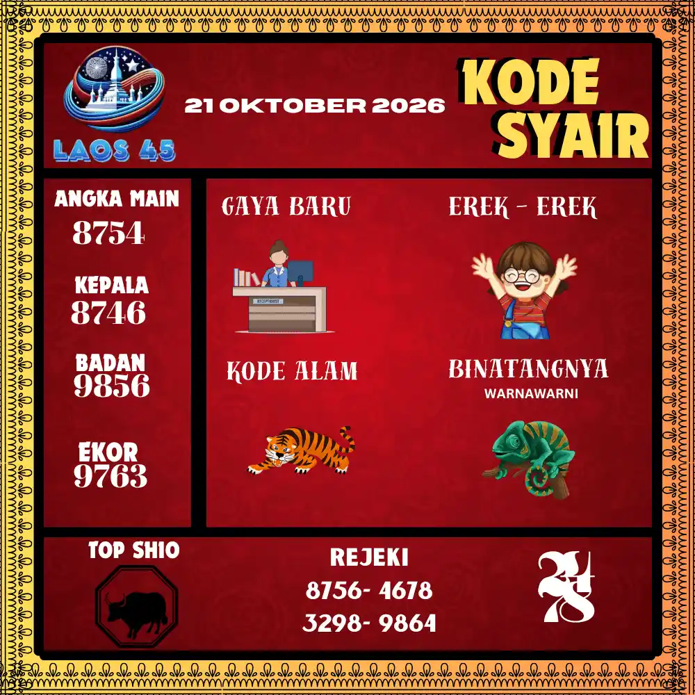 Kode Syair Laos45  Pools - Oktober 2026
