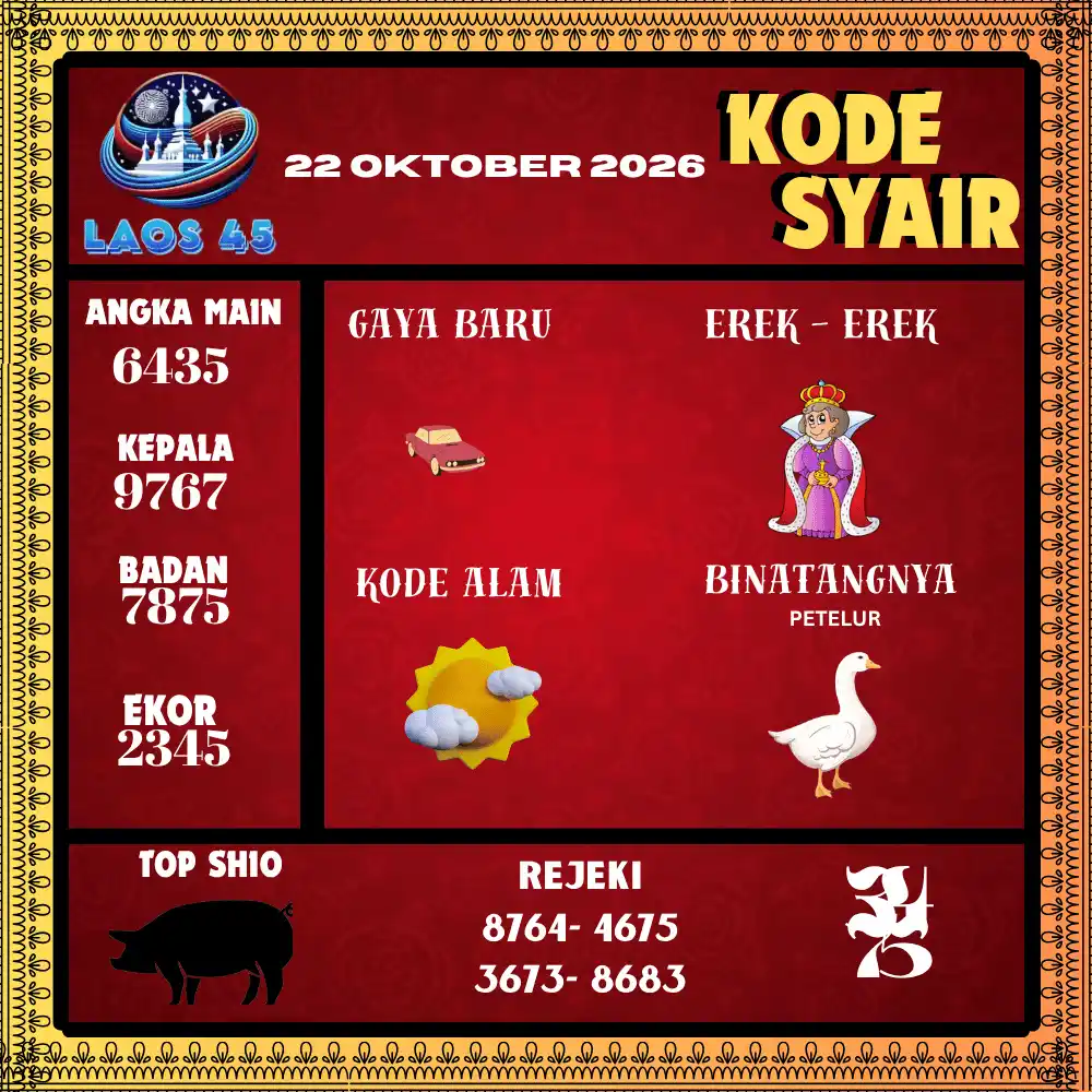 Kode Syair Laos45  Pools - Oktober 2026

