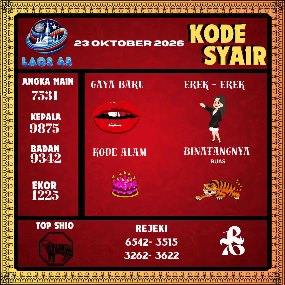 Kode Syair Laos45  Pools - Oktober 2026
