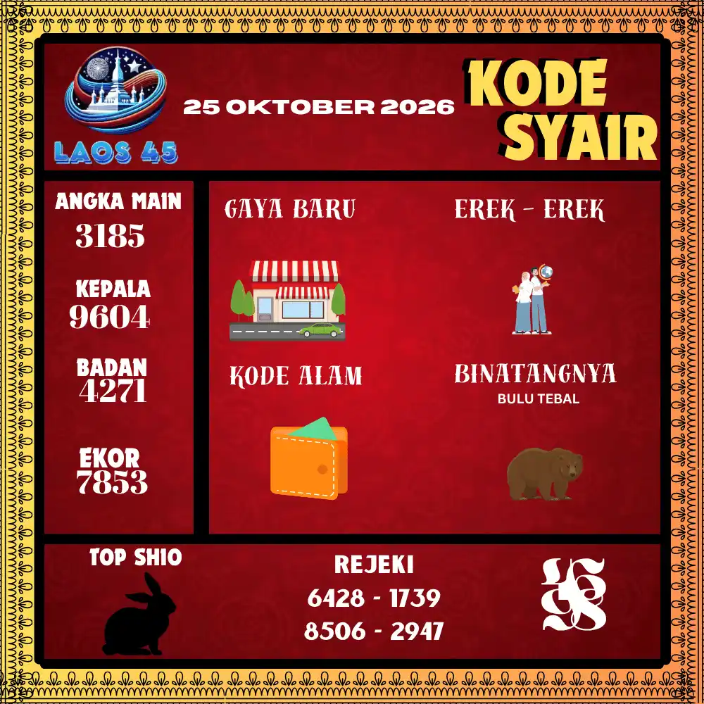 Kode Syair Laos45  Pools - Oktober 2026
