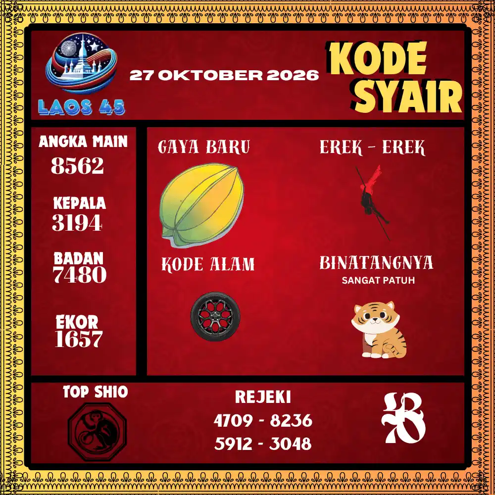 Kode Syair Laos45  Pools - Oktober 2026
