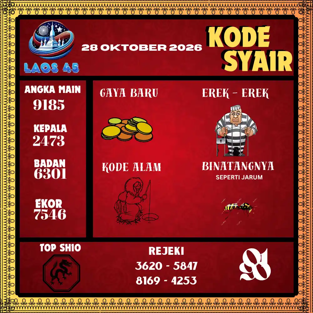 Kode Syair Laos45  Pools - Oktober 2026
