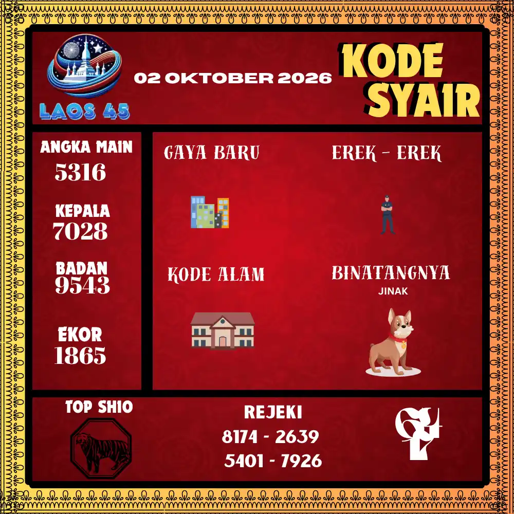 Kode Syair Laos45 Pools - Oktober 2026 