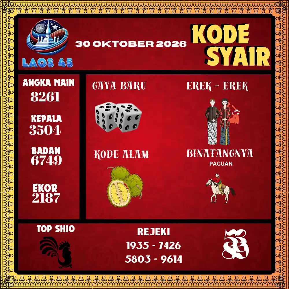 Kode Syair Laos45  Pools - Oktober 2026
