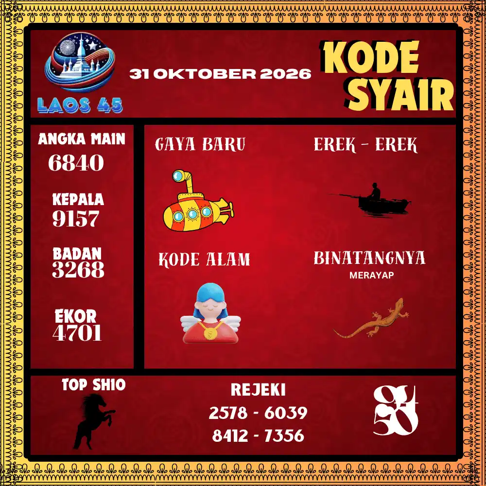 Kode Syair Laos45  Pools - Oktober 2026
