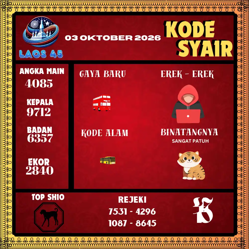 Kode Syair Laos45  Pools - Oktober 2026
