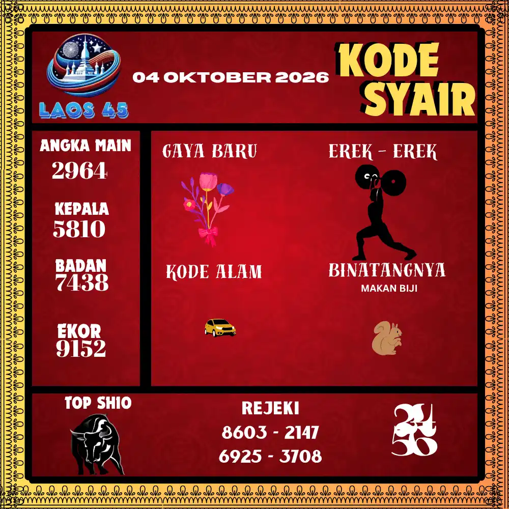 Kode Syair Laos45  Pools - Oktober 2026
