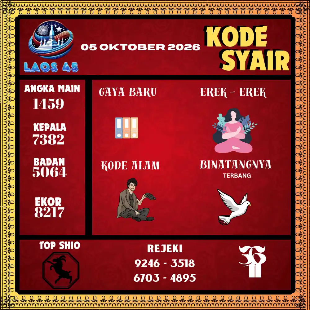Kode Syair Laos45  Pools - Oktober 2026
