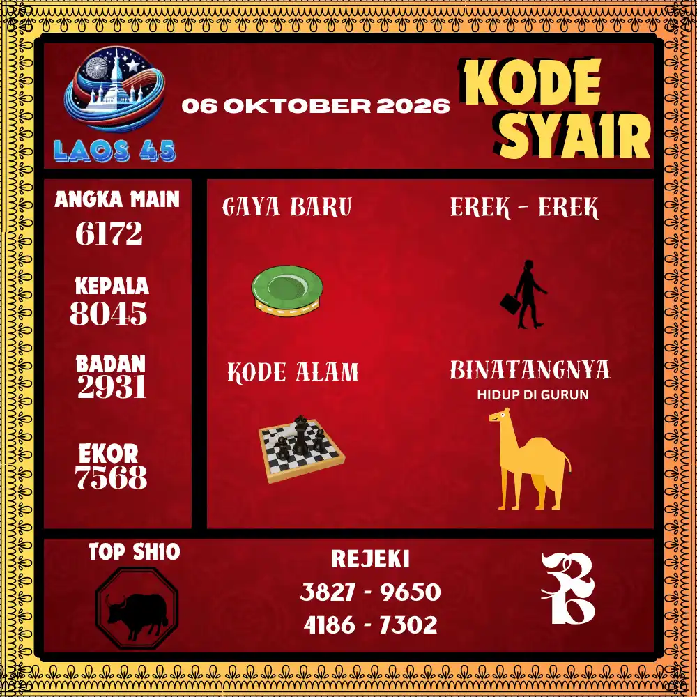 Kode Syair Laos45  Pools - Oktober 2026
