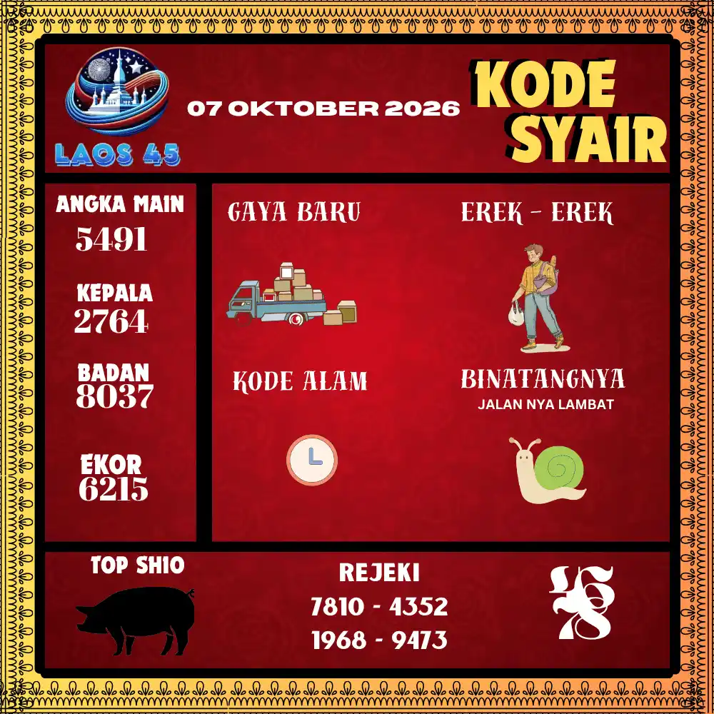 Kode Syair Laos45  Pools - Oktober 2026
