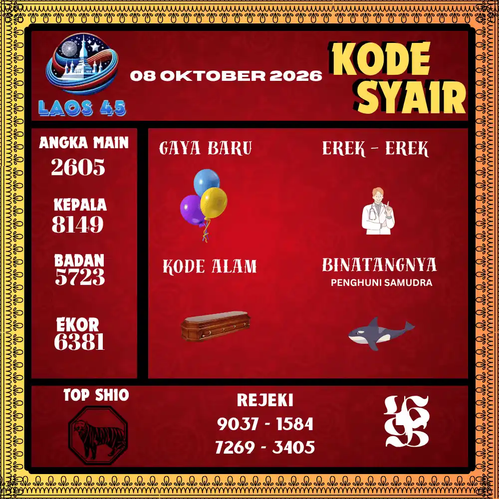 Kode Syair Laos45  Pools - Oktober 2026

