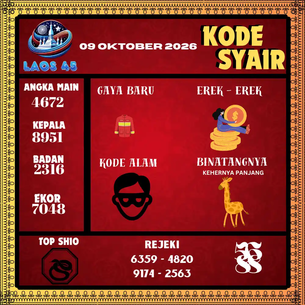 Kode Syair Laos45  Pools - Oktober 2026
